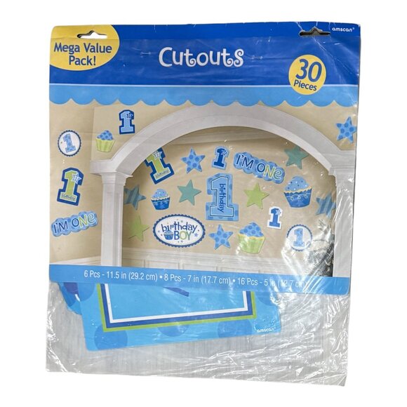 NEW - Cars & Trucks Baby's 1st Birthday Decorations Boys Blue 6 pieces in kit - Picture 4 of 5